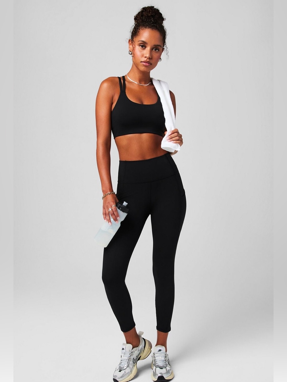 Fabletics PureLuxe Black High-Waisted Crop Leggings with Pockets